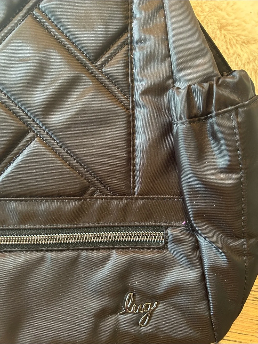 lug Quilted Black Nylon Skyhop Backpack like new